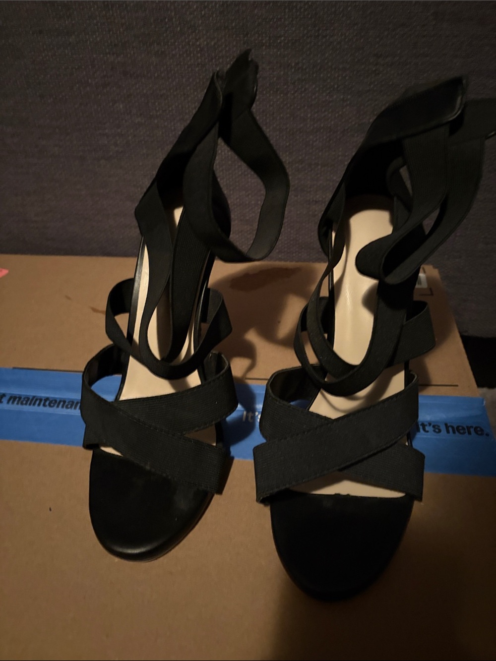 Women's Black Wrap-Strap High Heels with Ankle Ties